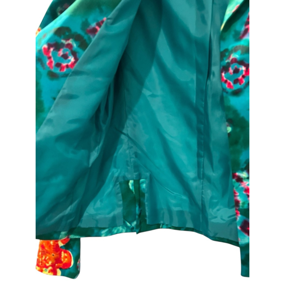 Harve Benard Teal Floral Satin Blazer with Orange & Pink Accents - Picture 5 of 8